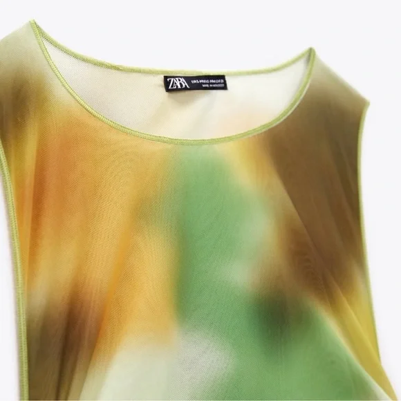 Zara Printed Tulle Dress Size L-XL NWT - Picture 11 of 11